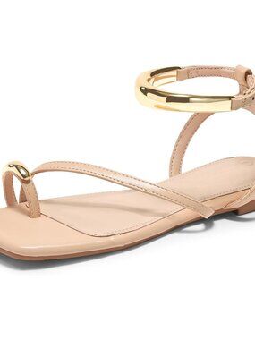 🆕Women's Nude Strappy Flat Sandals Flip Flops Open Toe Ring Sandals